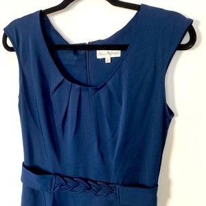 Navy Blue Belted Shift Dress Professionally Chic!